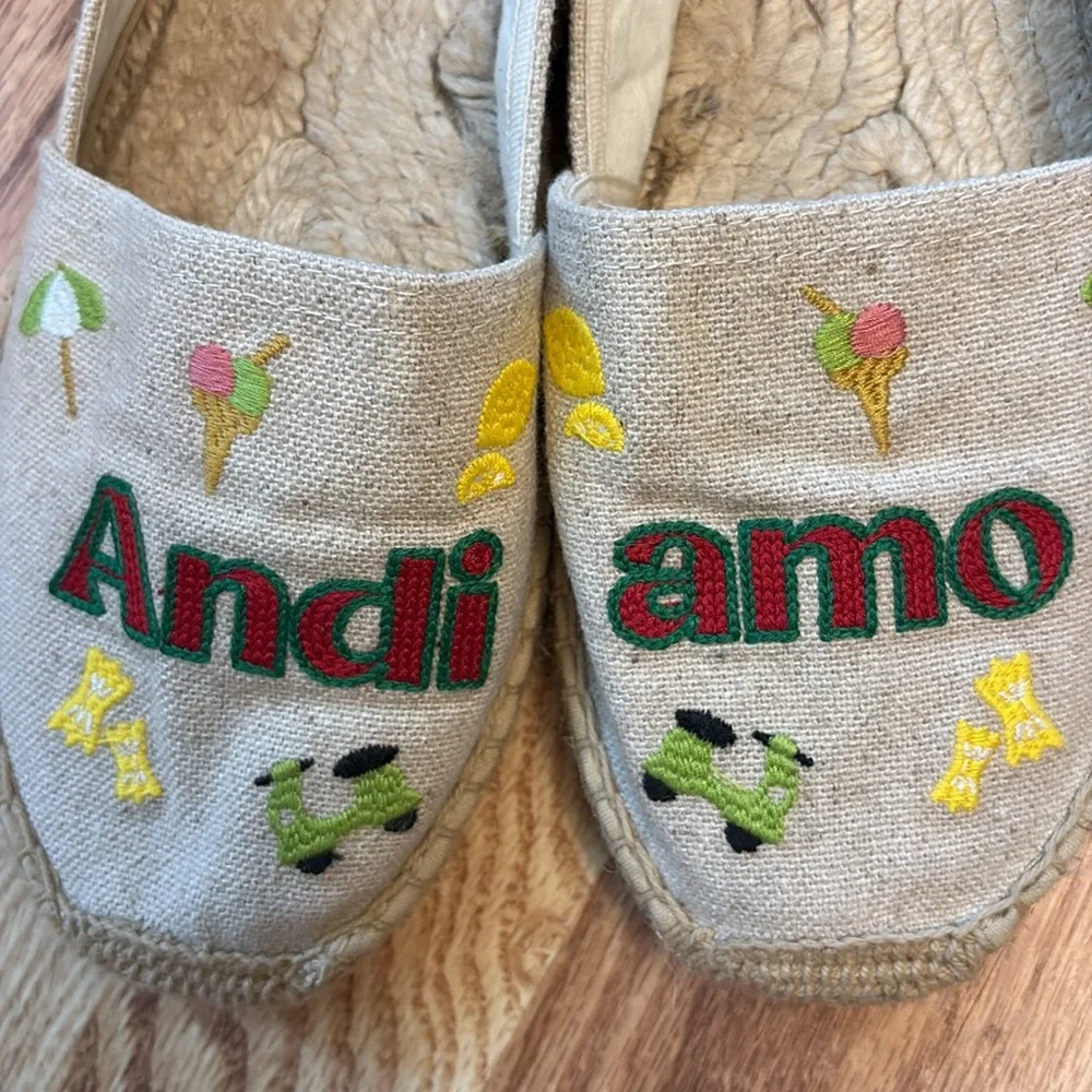 Soludos Espadrilles Women Size 8 EU 39 Original Natural Italy Resort Embroidered